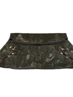 Hype gunmetal gray snakeskin clutch with magnetic clasp